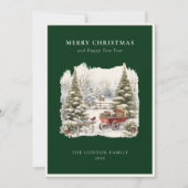 ヴィンテージエレガント水彩冬のロビンの森 シーズンカード (正面)