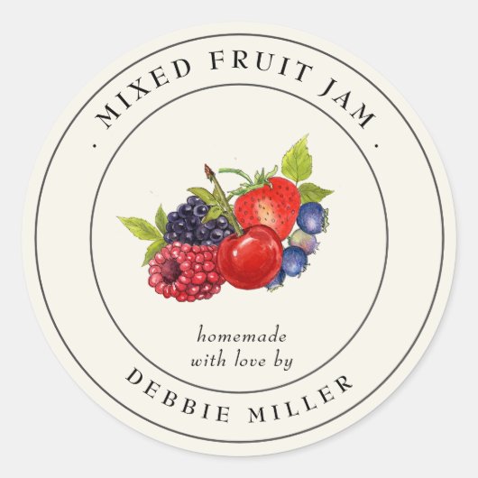 ヴィンテージエレガント混成果物ジャム缶詰ラベル ラウンドシール (正面)