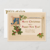 ヴィンテージエレガント照明付きクリスマスはがき シーズンポストカード (正面/裏面)