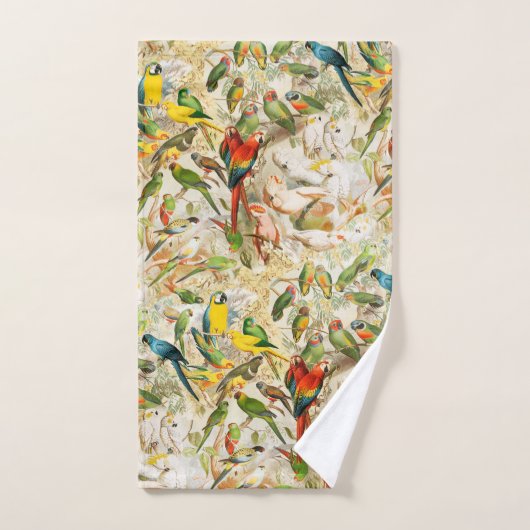 ヴィンテージエレガント熱帯鳥のオウムがピロを投げる バスタオルセット (ハンドタオル)