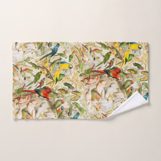 ヴィンテージエレガント熱帯鳥のオウムがピロを投げる バスタオルセット (ハンドタオル)