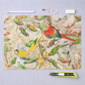 ヴィンテージエレガント熱帯鳥のオウムの切り離し 薄葉紙 (クラフト)