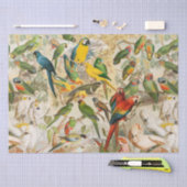 ヴィンテージエレガント熱帯鳥のオウム雨林 薄葉紙 (クラフト)