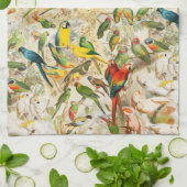 ヴィンテージエレガント熱帯鳥のオウム キッチンタオル (折り畳み)