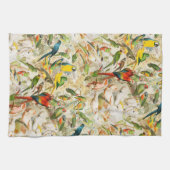 ヴィンテージエレガント熱帯鳥のオウム キッチンタオル (横)