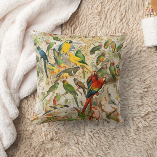 ヴィンテージエレガント熱帯鳥のオウム クッション (ブランケット)