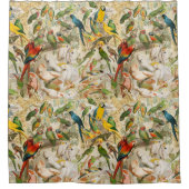 ヴィンテージエレガント熱帯鳥のオウム シャワーカーテン (正面)