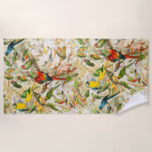 ヴィンテージエレガント熱帯鳥のオウム ビーチタオル (正面)