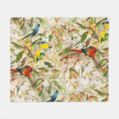 ヴィンテージエレガント熱帯鳥のオウム フリースブランケット (正面(横))