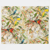 ヴィンテージエレガント熱帯鳥のオウム フリースブランケット (正面(横))