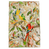 ヴィンテージエレガント熱帯鳥のオウム ミディアムペーパーバッグ (裏面)