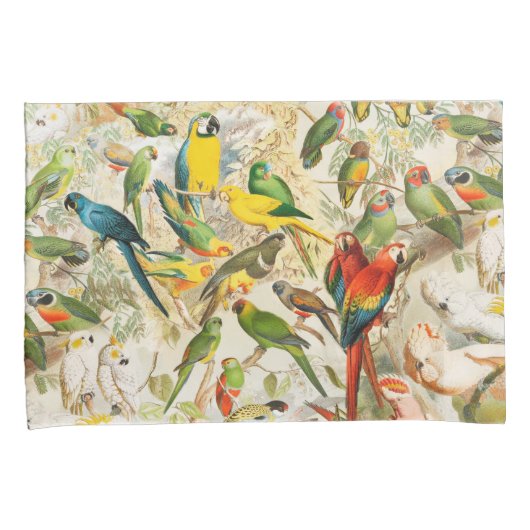 ヴィンテージエレガント熱帯鳥のオウム 枕カバー (正面右)