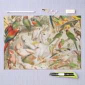 ヴィンテージエレガント熱帯鳥のオウム 薄葉紙 (クラフト)