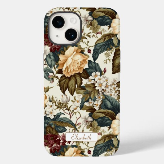ヴィンテージエレガント牡丹と紫陽花 Case-Mate iPhoneケース (裏面)