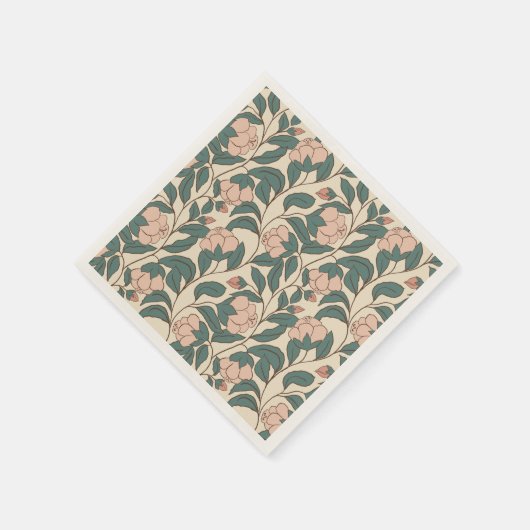 ヴィンテージエレガント牡丹フローラ – 時代を超越した植物学 スタンダードカクテルナプキン (角)