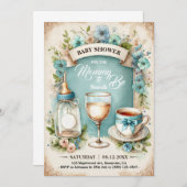 ヴィンテージエレガント男の赤ちゃんティーパーティーシャワー 招待状 (正面/裏面)