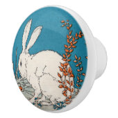 ヴィンテージエレガント白うさぎ花 セラミックノブ (右)