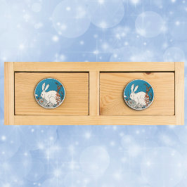 ヴィンテージエレガント白うさぎ花 セラミックノブ