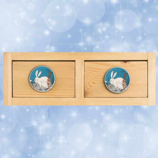 ヴィンテージエレガント白うさぎ花 セラミックノブ