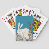 ヴィンテージエレガント白うさぎ花 トランプ (裏面)