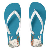 ヴィンテージエレガント白うさぎ花 ビーチサンダル (フットベッド)