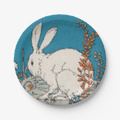 ヴィンテージエレガント白うさぎ花 ペーパープレート (正面)