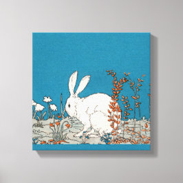 ヴィンテージエレガント白うさぎ キャンバスプリント
