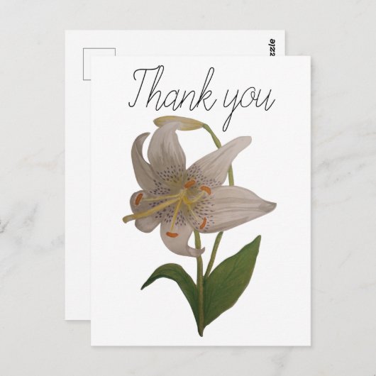ヴィンテージエレガント白ゆり花ありがとう ポストカード (正面/裏面)