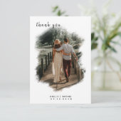 ヴィンテージエレガント白シンプル写真付結婚き サンキューカード (スタンド正面)