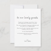 ヴィンテージエレガント白シンプル写真付結婚き サンキューカード (裏面)