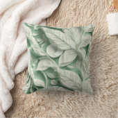 ヴィンテージエレガント白緑植物葉柄 クッション (ブランケット)