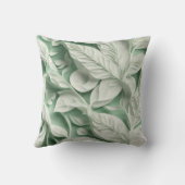 ヴィンテージエレガント白緑植物葉柄 クッション (裏面)