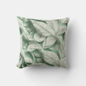 ヴィンテージエレガント白緑植物葉柄 クッション (正面)