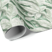 ヴィンテージエレガント白緑植物葉柄 ラッピングペーパー (ロールコーナー)