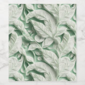 ヴィンテージエレガント白緑植物葉柄 ワインラベル (シングルラベル)