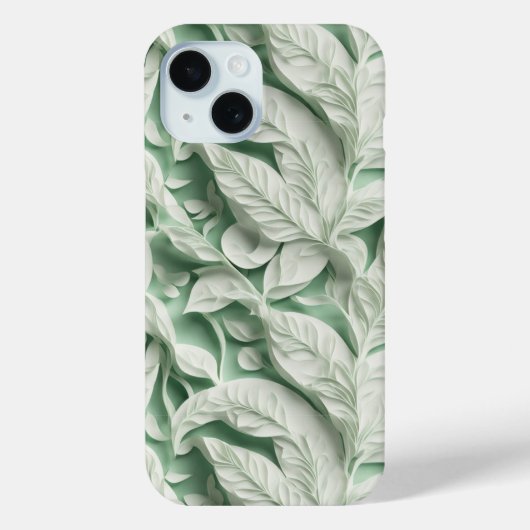 ヴィンテージエレガント白緑植物葉柄 Case-Mate iPhoneケース (裏面)