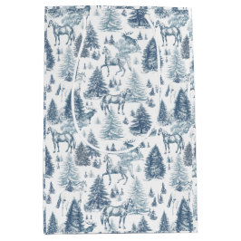 ヴィンテージエレガント白馬の雪の森トイル ミディアムペーパーバッグ