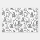 ヴィンテージエレガント白馬の雪の森トイル ラッピングペーパーシート (正面3)