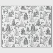 ヴィンテージエレガント白馬の雪の森トイル ラッピングペーパー (フラット)