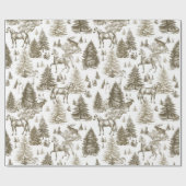 ヴィンテージエレガント白馬の雪の森トイル ラッピングペーパー (フラット)