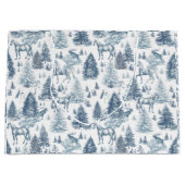 ヴィンテージエレガント白馬の雪の森トイル ラージペーパーバッグ (正面)