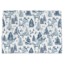 ヴィンテージエレガント白馬の雪の森トイル ラージペーパーバッグ