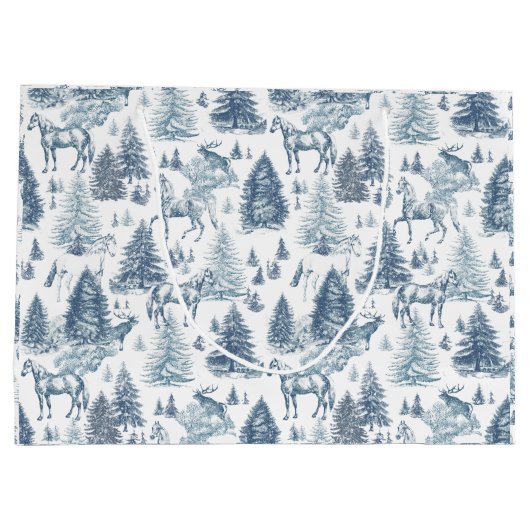 ヴィンテージエレガント白馬の雪の森トイル ラージペーパーバッグ (裏面)