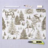 ヴィンテージエレガント白馬の雪の森トイル 薄葉紙 (クラフト)