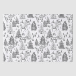 ヴィンテージエレガント白馬の雪の森トイル 薄葉紙