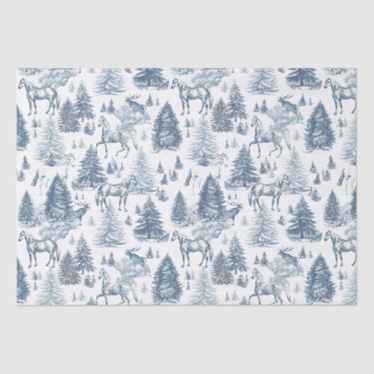 ヴィンテージエレガント白馬の雪の森トイル 薄葉紙 (正面)