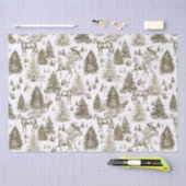 ヴィンテージエレガント白馬の雪の森トイル 薄葉紙 (クラフト)