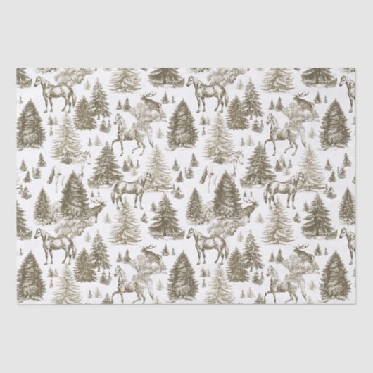 ヴィンテージエレガント白馬の雪の森トイル 薄葉紙 (正面)