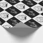 ヴィンテージエレガント白黒サンタクリスマス ラッピングペーパー (角)