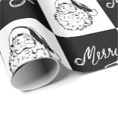 ヴィンテージエレガント白黒サンタクリスマス ラッピングペーパー (ロールコーナー)